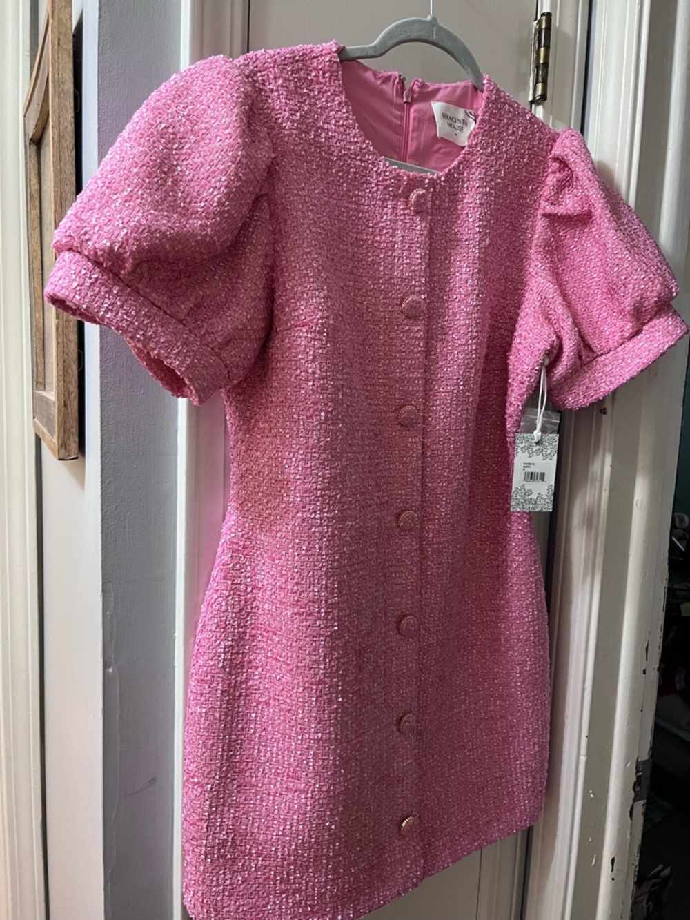 Tuckernuck Pink Tweed Button-Front Mini Dress - Picture 3 of 7